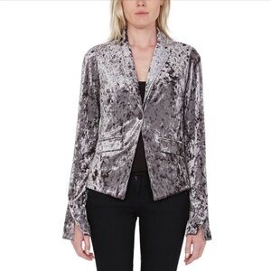 Bailey 44 Jump Cut Velvet Velour Jacket Blazer XS Silver Gray